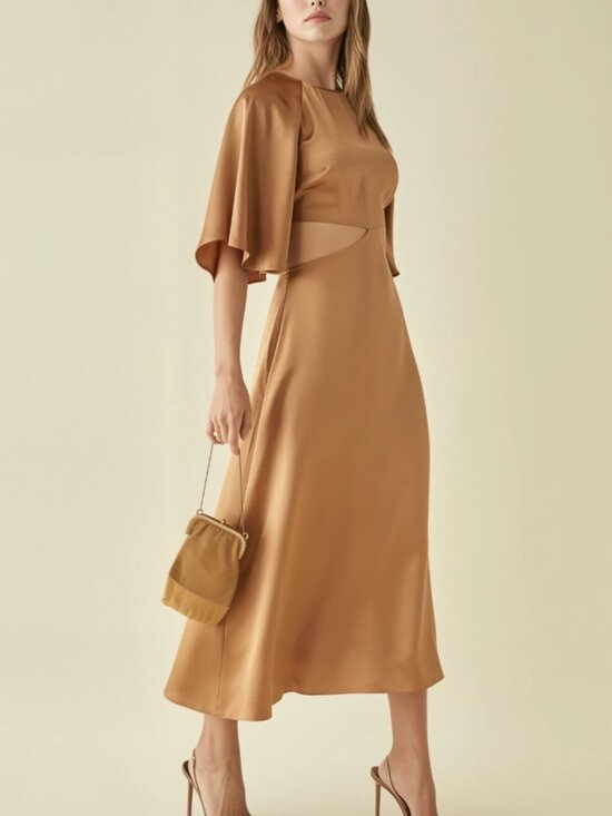 Reformation Dresses & Skirts - NWT Reformation Noemi Midi Silk Dress US2 Copper Cut Out Cocktail Party